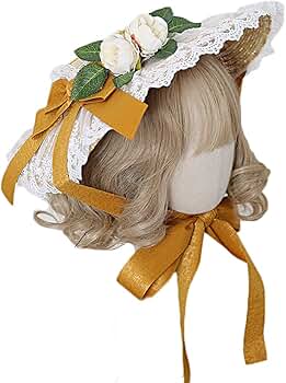 Amazon.co.jp: [UpdateClassic] フラワー レース付き麦わら ボンネット